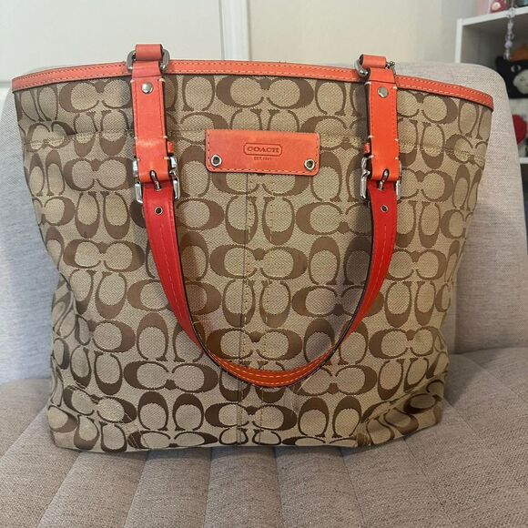 Coach Women's Tan and Red Bag - Picture 1 of 8